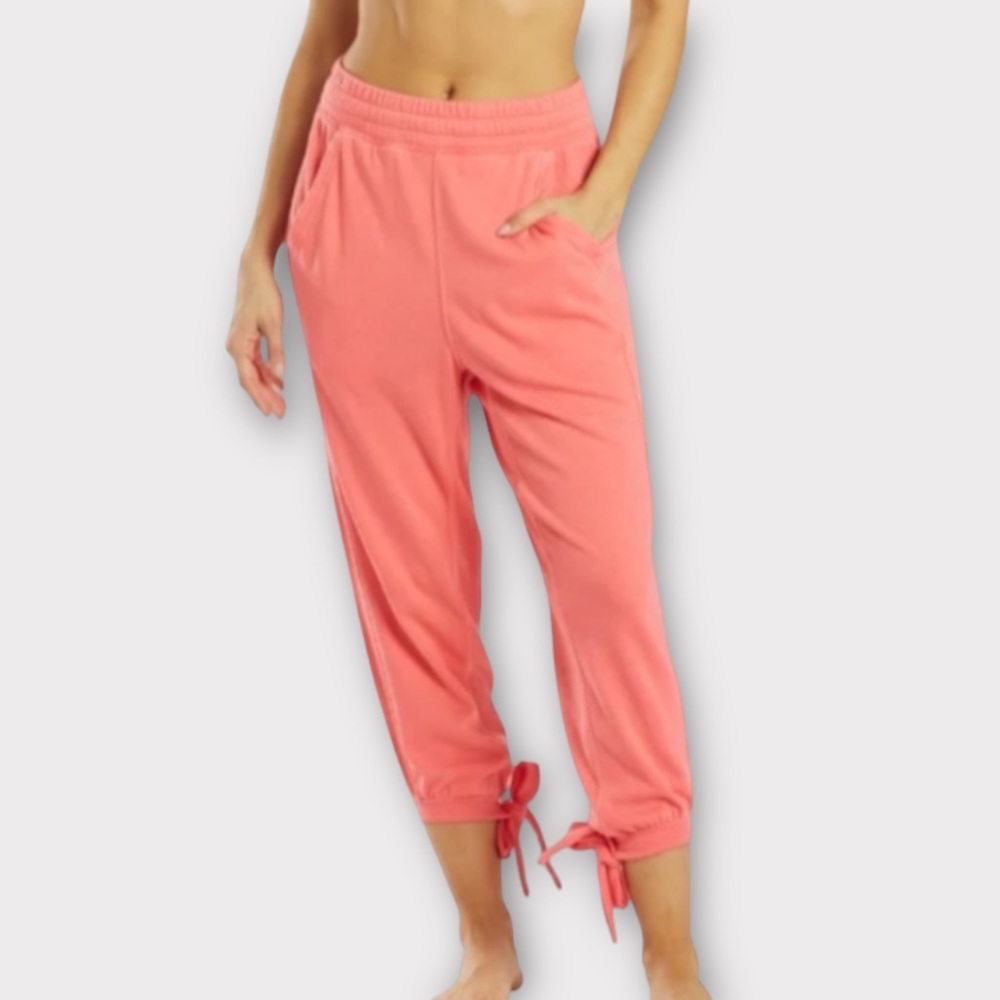 Free People Women’s Circle Back Joggers Pants XS Capri Crop Color Lipstick NWT